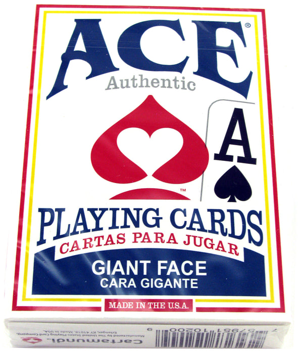 Ace Standard Size Playing Cards with Giant Faces - 1 Blue Deck