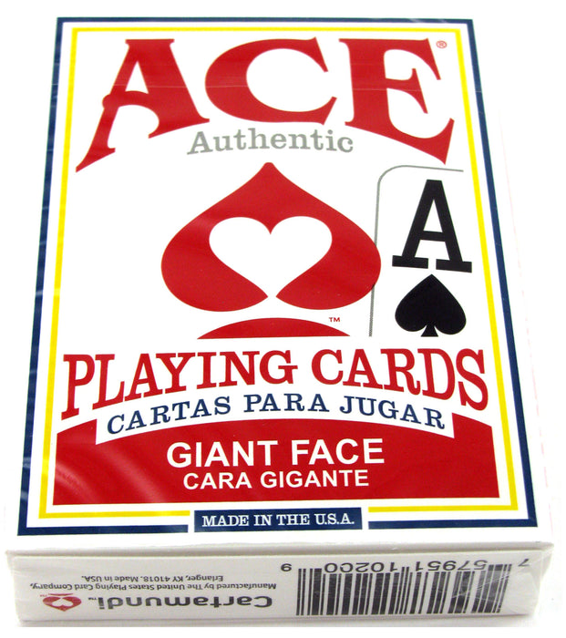 Ace Standard Size Playing Cards with Giant Faces - 1 Red Deck