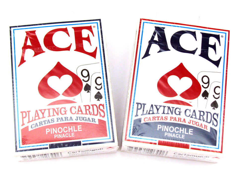 Ace Standard Size Pinochle Playing Cards - 1 Red Deck and 1 Blue Deck