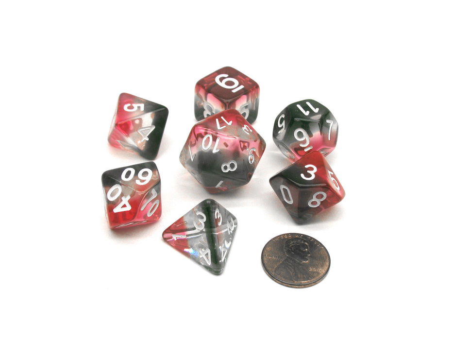 Tube of 7 Polyhedral RPG Sirius Dice with Bonus D20 - Pink, Clear, Black Resin
