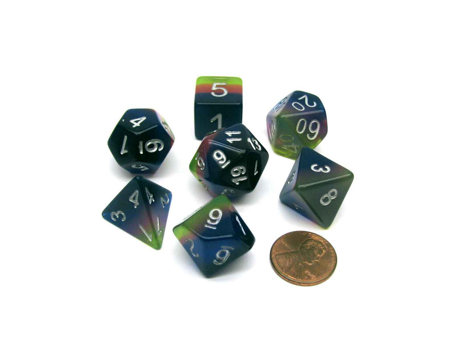 Tube of 7 Polyhedral RPG Sirius Dice with Bonus D20 - Pink, Green, Blue