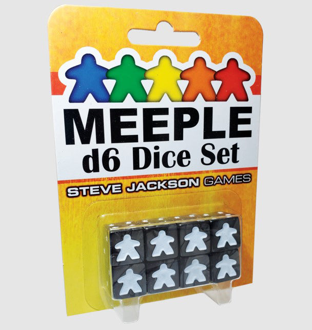 Set of 8 D6 Meeple Dice - Black