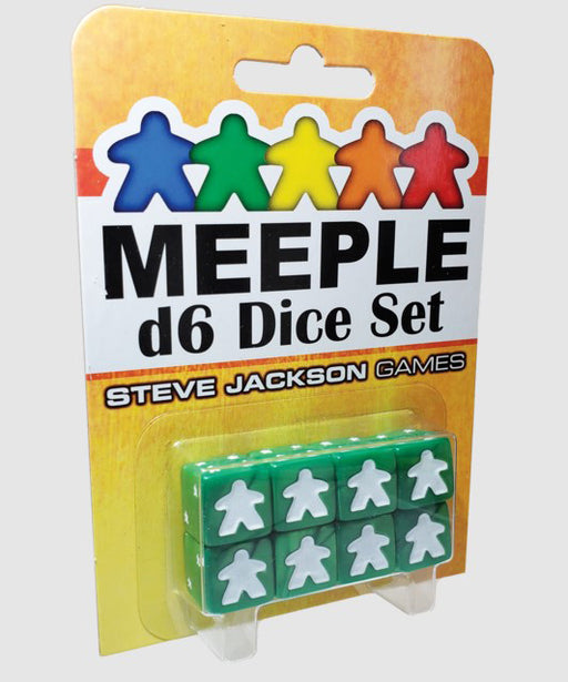 Set of 8 D6 Meeple Dice - Green