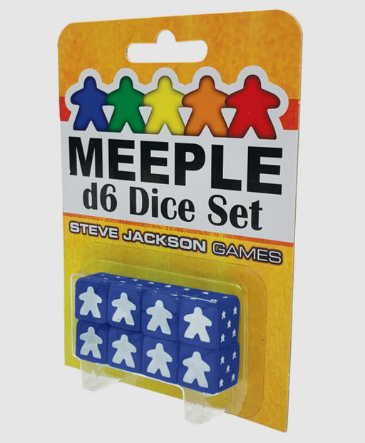 Set of 8 D6 Meeple Dice - Blue