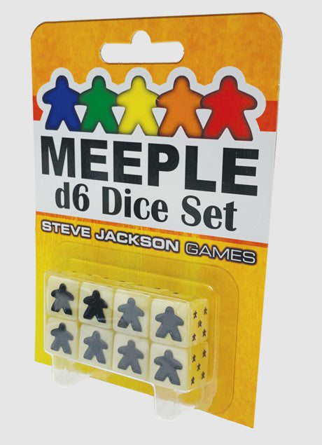 Set of 8 D6 Meeple Dice - White