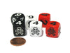 Set of 6 Skull and Crossbones 16mm Numerical Dice- 2 Each of Black Red and White