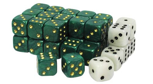The Army Painter Wargaming Pack of 36 14mm D6 Dice: 30 Green with 6 White