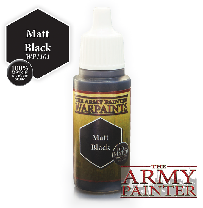 The Army Painter Acrylic Warpaints: Matte Black 18mL Eyedropper Paint Bottle
