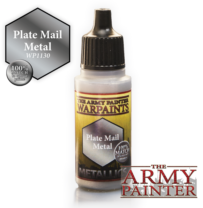 Army Painter Metallic Warpaints: Plate Mail Metal 18mL Eyedropper Paint Bottle