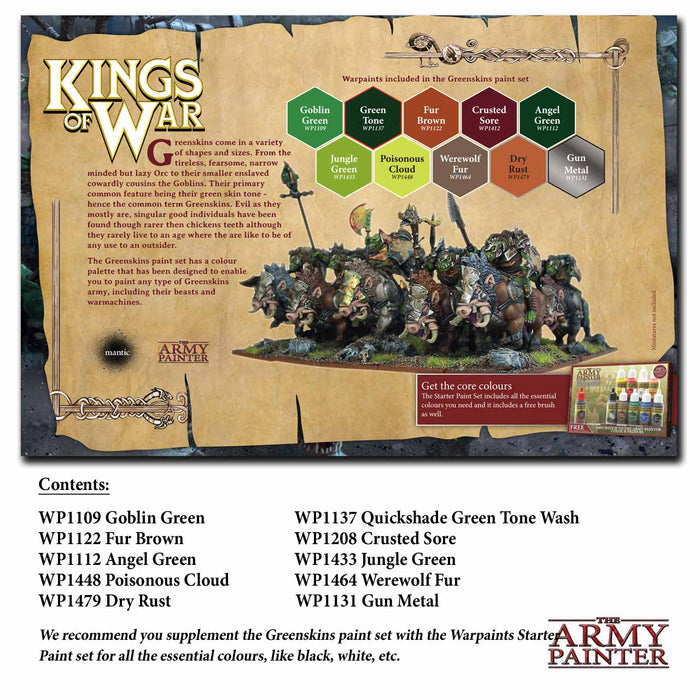 The Army Painter Warpaints: Kings of War Greenskins Paint Set - 10 Warpaints