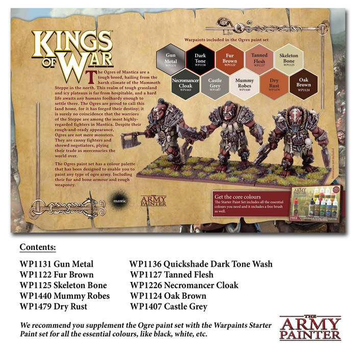 The Army Painter Warpaints: Kings of War Ogres Paint Set - 10 Warpaints