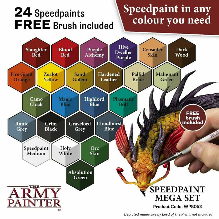 The Army Painter Speedpaint: Mega Paint Set - 24 Paint Bottles and 1 Paintbrush
