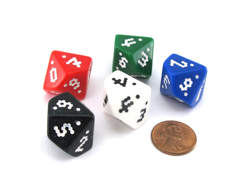 The Dice Lab OptiDice D10 (00-90), 5 Pieces - Black, White, Red, Green, Blue