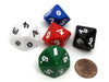 The Dice Lab OptiDice D10 (0-9), 5 Pieces - Black, White, Red, Green, Blue