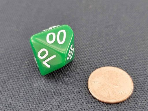 D10 'Decades' 00-90 Skew Dice, 1 Piece - Green