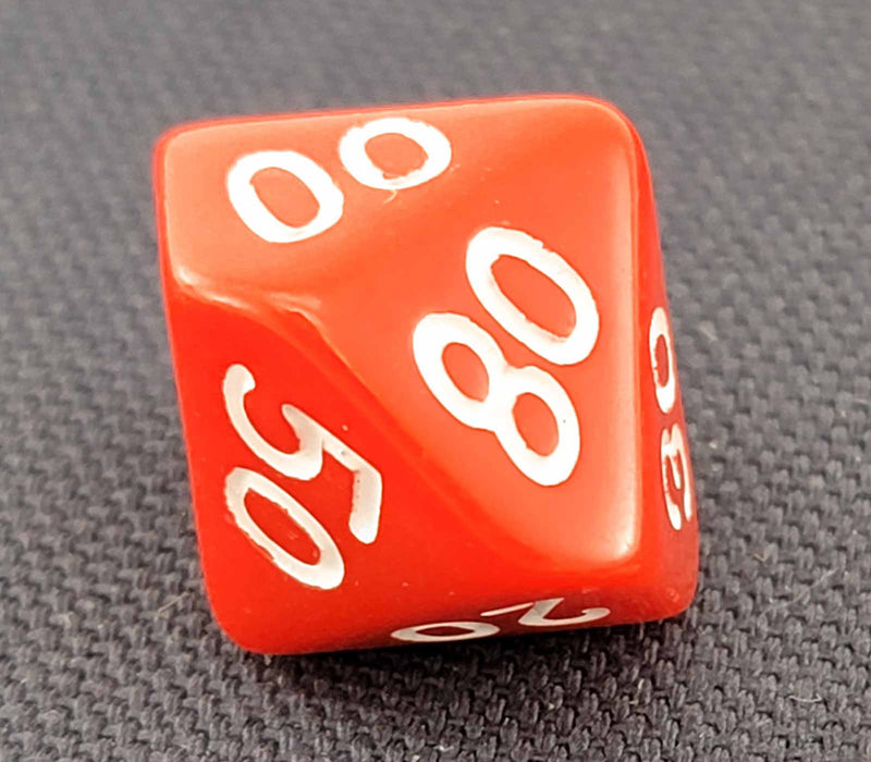D10 'Decades' 00-90 Skew Dice, 1 Piece - Red