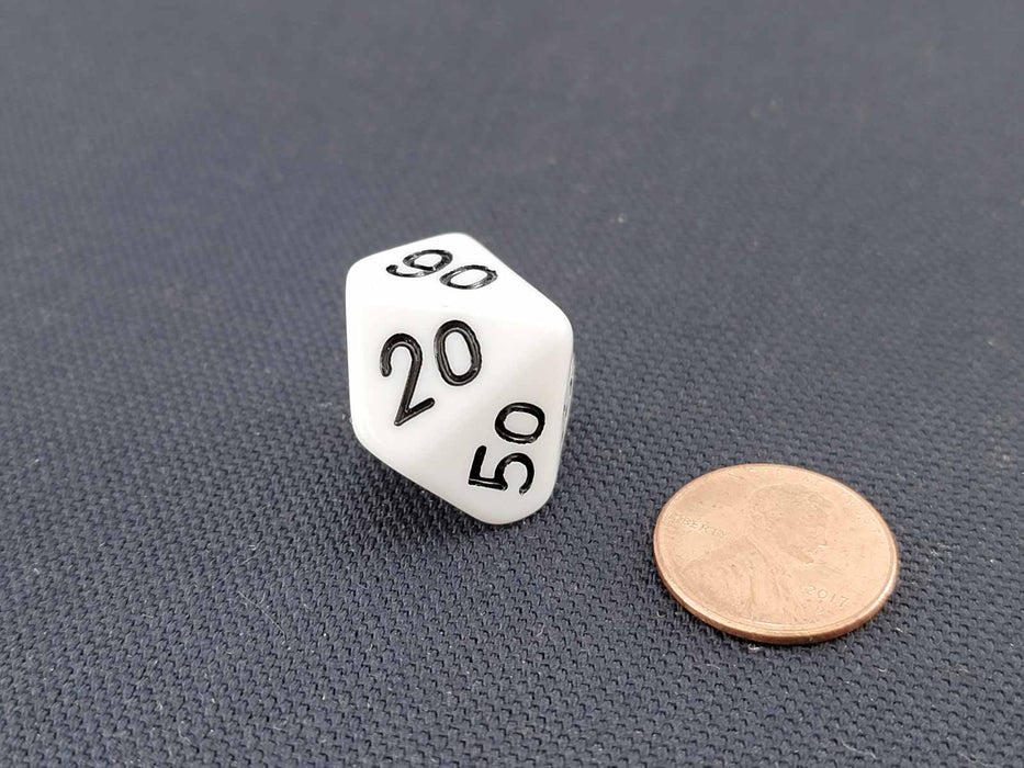 D10 'Decades' 00-90 Skew Dice, 1 Piece - White