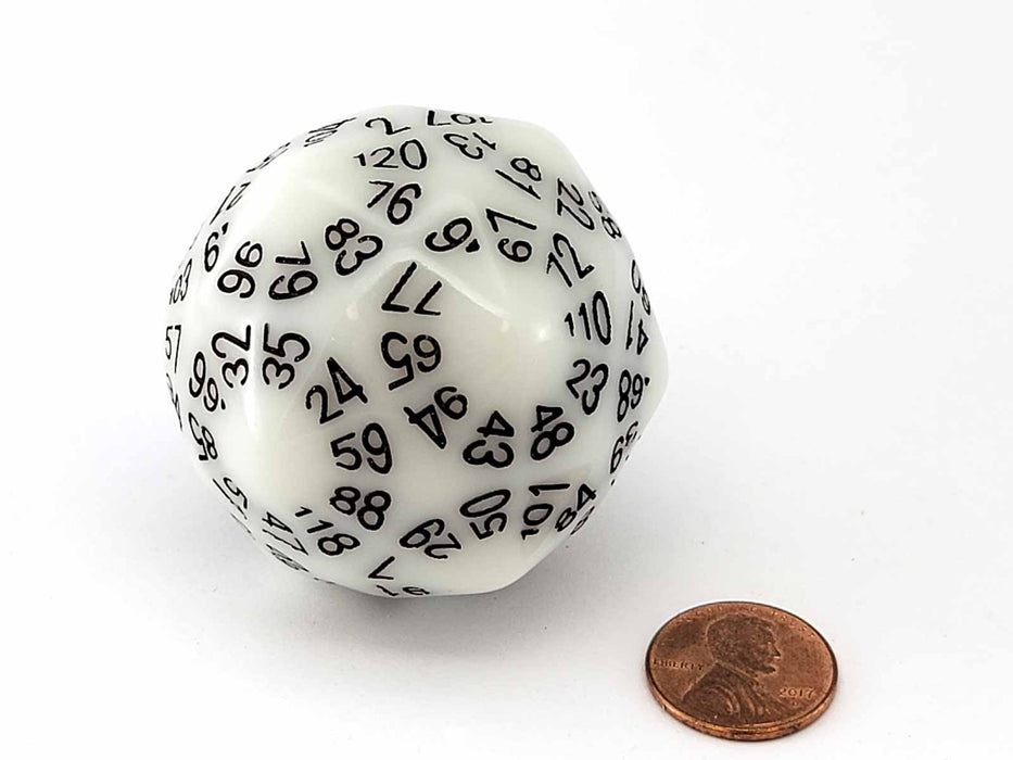 D120 Disdyakis Triacontahedron The Dice Lab 120 Sided Dice - Glow in the Dark White