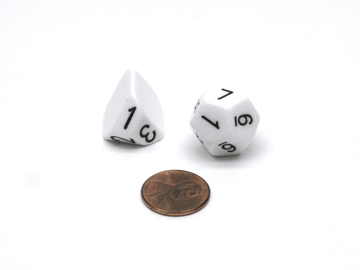 Pair of Recast 2d6 The Dice Lab Dice (1 D3 & 1 D12) - White with Black Numbers