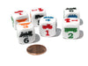Set of 6 Train 18mm D6 Rounded Edge Dice - White with Multi-Color Etches