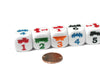 Set of 6 Train 18mm D6 Rounded Edge Dice - White with Multi-Color Etches