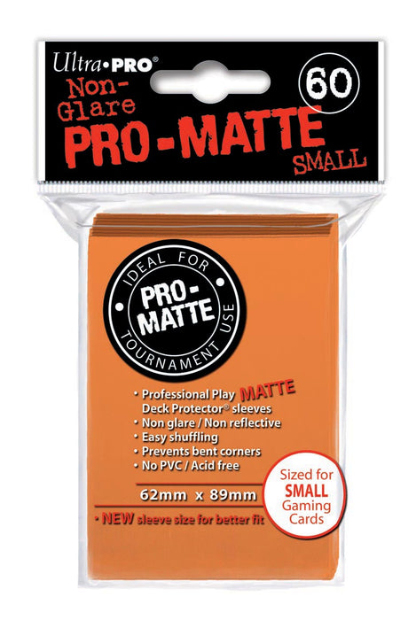 Pro-Matte Small Size Deck Protector Sleeves 62mm x 89mm: Orange 60ct