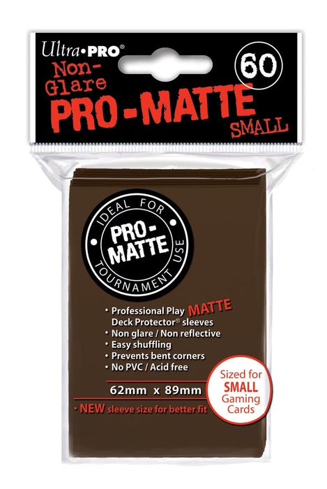 Pro-Matte Small Size Deck Protector Sleeves 62mm x 89mm: Brown 60ct