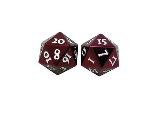 Set of 2 Heavy D20 Metal Dice - Red