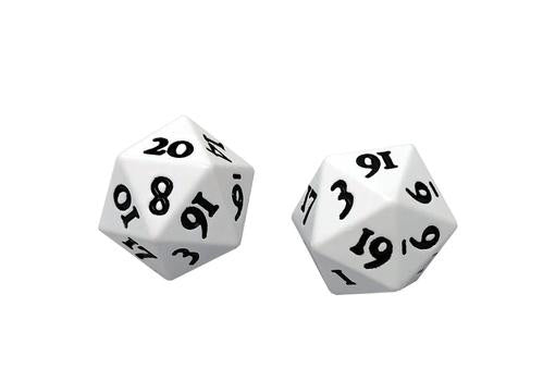 Set of 2 Heavy D20 Metal Dice - White