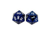 Set of 2 Heavy D20 Metal Dice - Blue