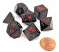 Set of 7 Dungeons and Dragons RPG Metal Polyhedral Dice - Black with Red Numbers