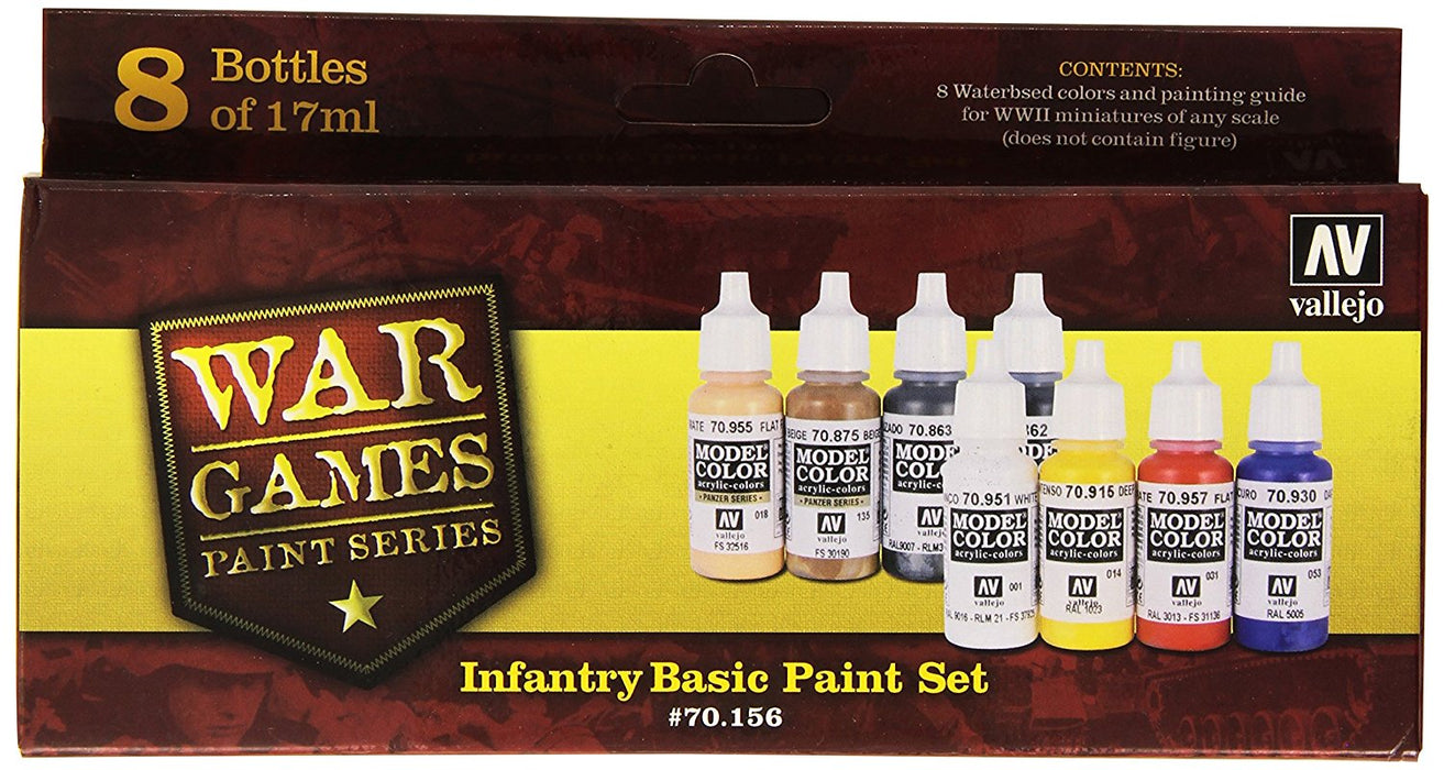 Acrylicos Vallejo Model Color Set: Infantry Basic Paint Set (8) RPG Miniatures
