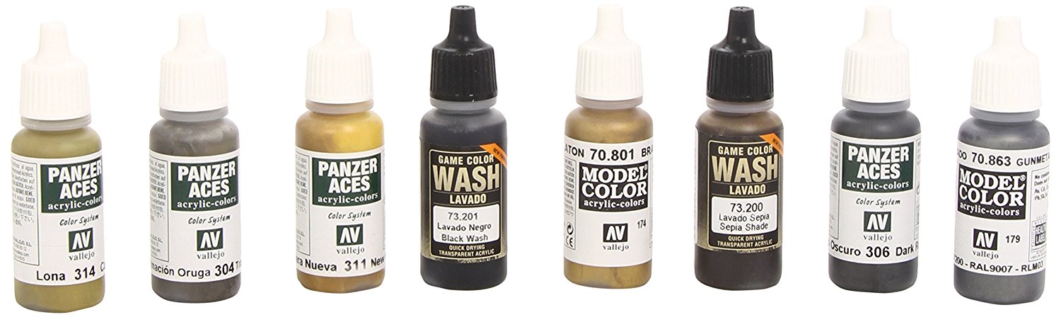 Acrylicos Vallejo Model Color Set Vehicle Basic Paint Set (8) for RPG Miniatures