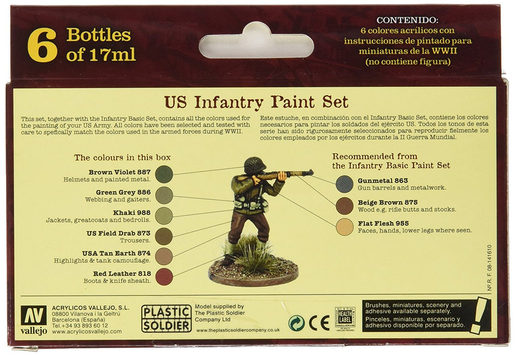 Acrylicos Vallejo Model Color Set: US Paint Set (6) for RPG D&D Miniatures