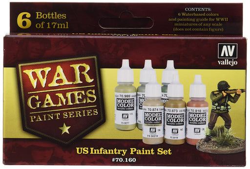 Acrylicos Vallejo Model Color Set: US Paint Set (6) for RPG D&D Miniatures