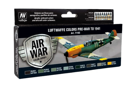 Acrylicos Vallejo Model Air: Luftwaffe Colors Pre-War to 1941 8 Bottle Paint Set