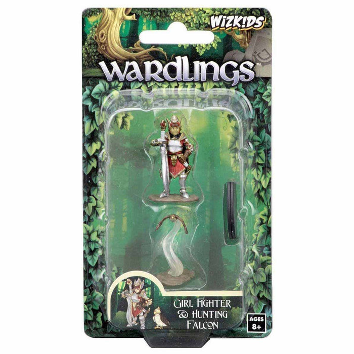 WizKids Wardlings Painted Miniatures: (W1) Girl Fighter & Hunting Falcon
