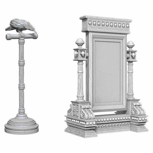 WizKids Deep Cuts Unpainted Miniatures: (W5) Mirror & Bird on Stand