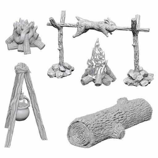 WizKids Deep Cuts Unpainted Miniatures: (W10) Camp Fire & Sitting Log