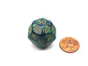 Triantakohedron D30 30 Sided 25mm Chessex Dice - Shimmer Green with Gold Numbers