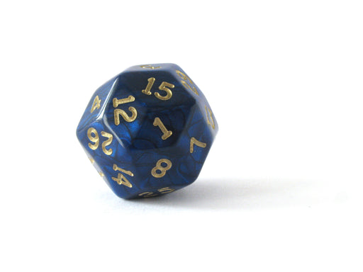 Triantakohedron D30 30 Sided 25mm Chessex Dice - Shimmer Blue with Gold Numbers