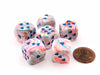Pack of 6 Heart Dice, Festive 16mm D6 Dice - Pop Art with Blue Hearts
