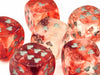 Pack of 6 Heart Dice, Luminary Nebula 16mm D6 Dice - Red with Silver Hearts