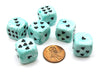 Pack of 6 Heart 'Ice Cream' 16mm D6 Chessex Dice - Green with Black Hearts