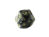 Triantakohedron D30 30 Sided 25mm Chessex Dice - Marbleized Black/White w Gold
