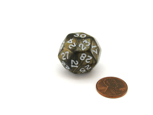 Pearlescent Triantakohedron D30 25mm Chessex Dice - Antique Bronze with White