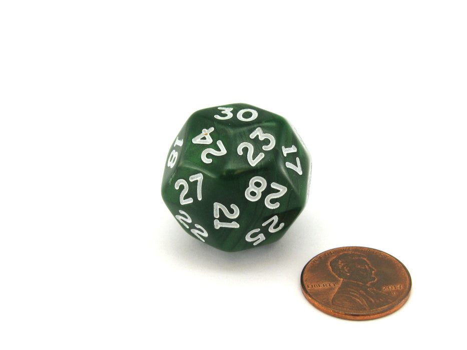 Pearlescent Triantakohedron D30 30 Sided 25mm Chessex Dice - Green with White