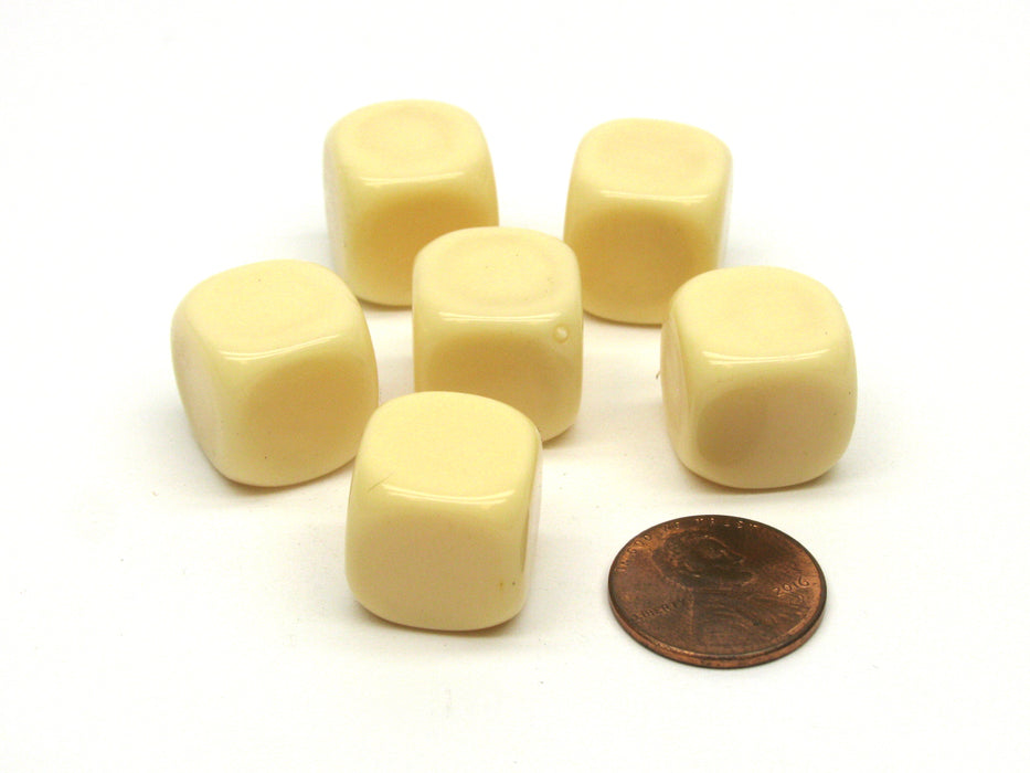 Opaque 15mm D6 Blank Chessex Dice with Rounded Corners, 6 Pieces - Ivory