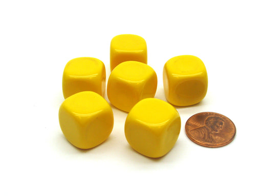 Blank Opaque 15mm D6 Chessex Dice, 6 Pieces - Yellow with Rounded Corners