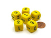 Opaque 16mm D3 Dice, 6 Pieces (6-Sided with 1-2-3 Twice) - Yellow with Black